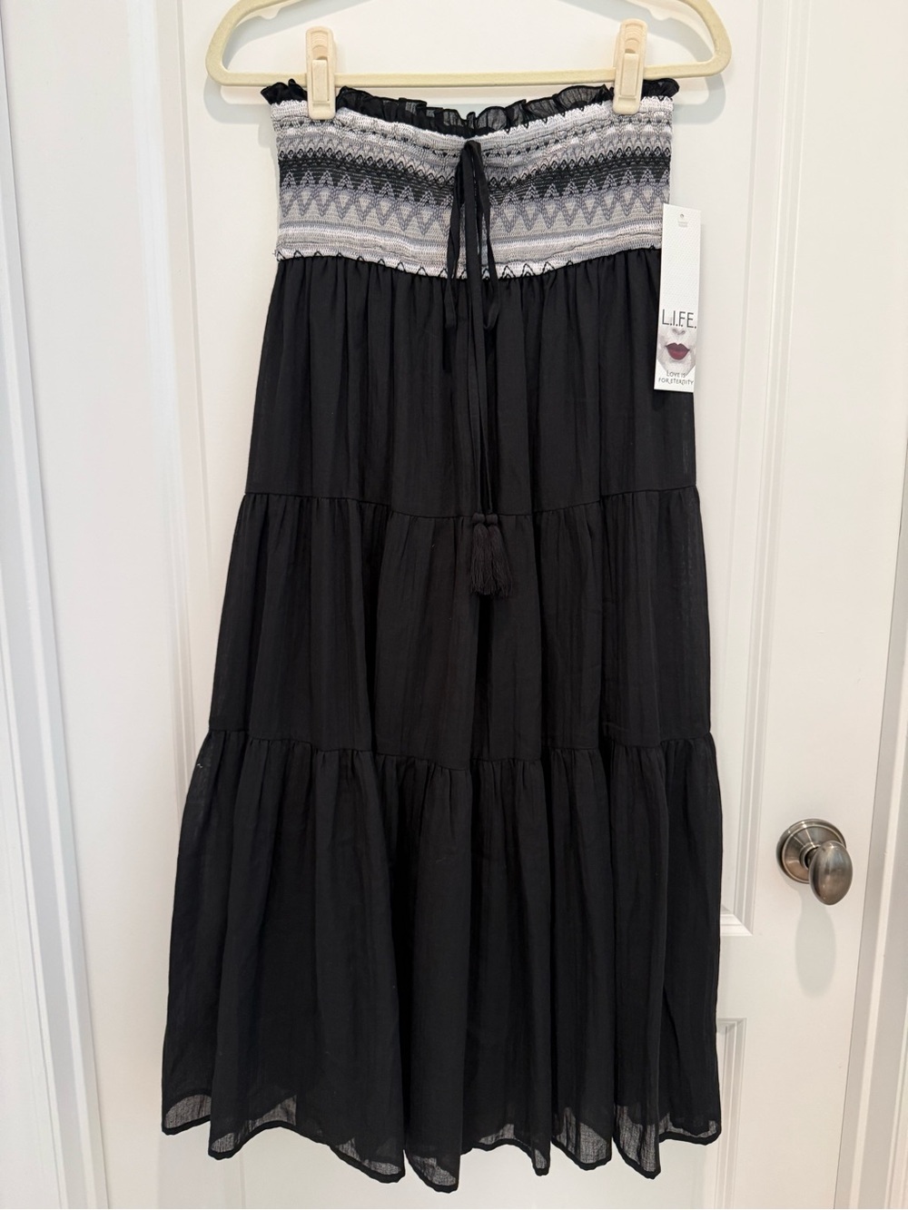 Black Maxi Skirt with Smocked Waistband NWT